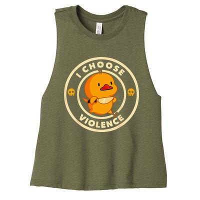 I Choose Violence Duck Lover Sarcasm Humor Women's Racerback Cropped Tank