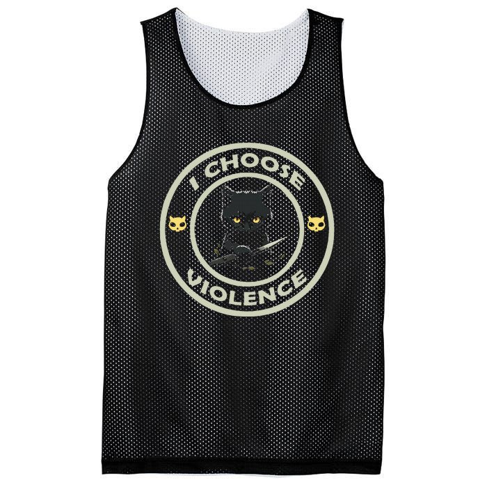 I Choose Violence Cat Funny Cat Loves Mesh Reversible Basketball Jersey Tank