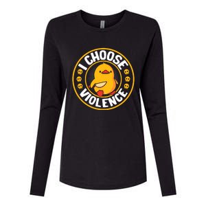 I Choose Violence Duck Womens Cotton Relaxed Long Sleeve T-Shirt