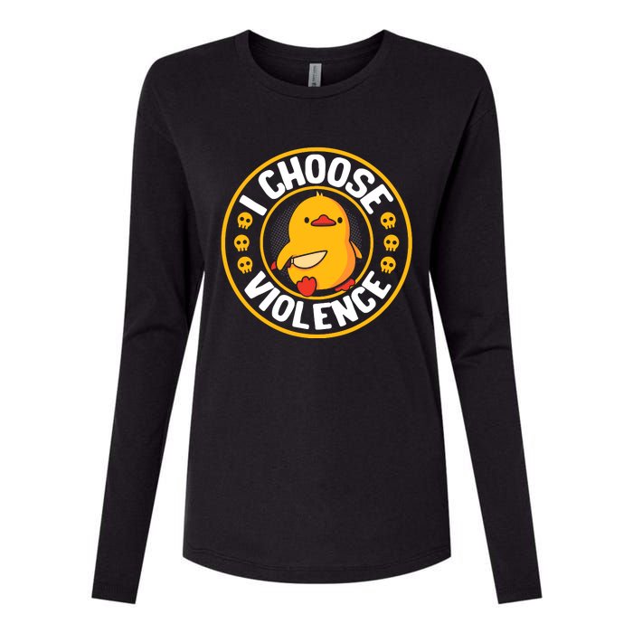 I Choose Violence Duck Womens Cotton Relaxed Long Sleeve T-Shirt