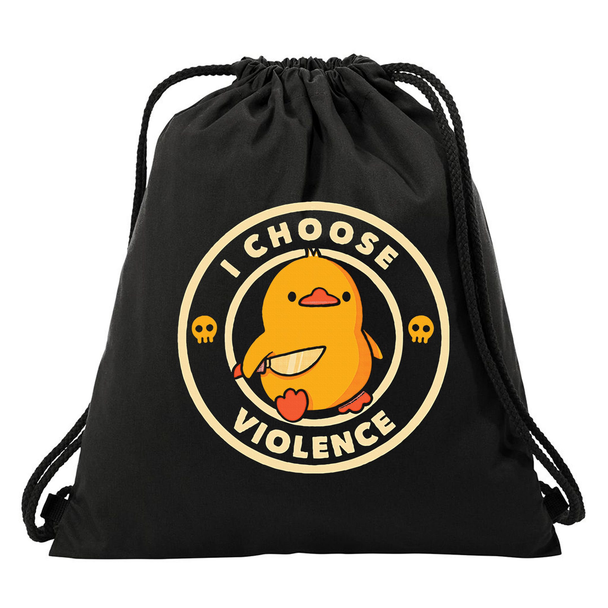 I Choose Violence Duck Drawstring Bag