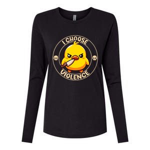 I Choose Violence Duck Womens Cotton Relaxed Long Sleeve T-Shirt