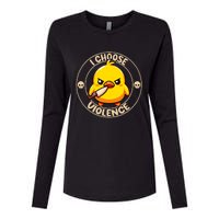 I Choose Violence Duck Womens Cotton Relaxed Long Sleeve T-Shirt