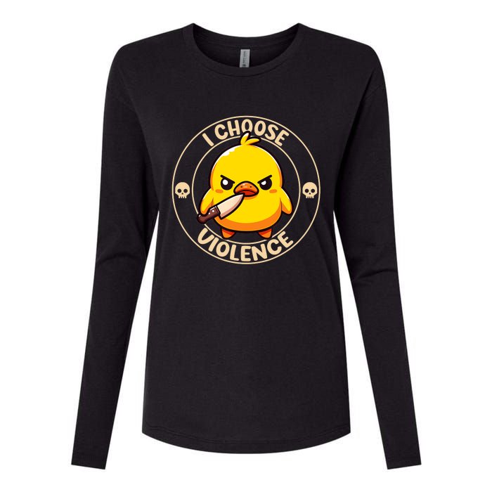 I Choose Violence Duck Womens Cotton Relaxed Long Sleeve T-Shirt