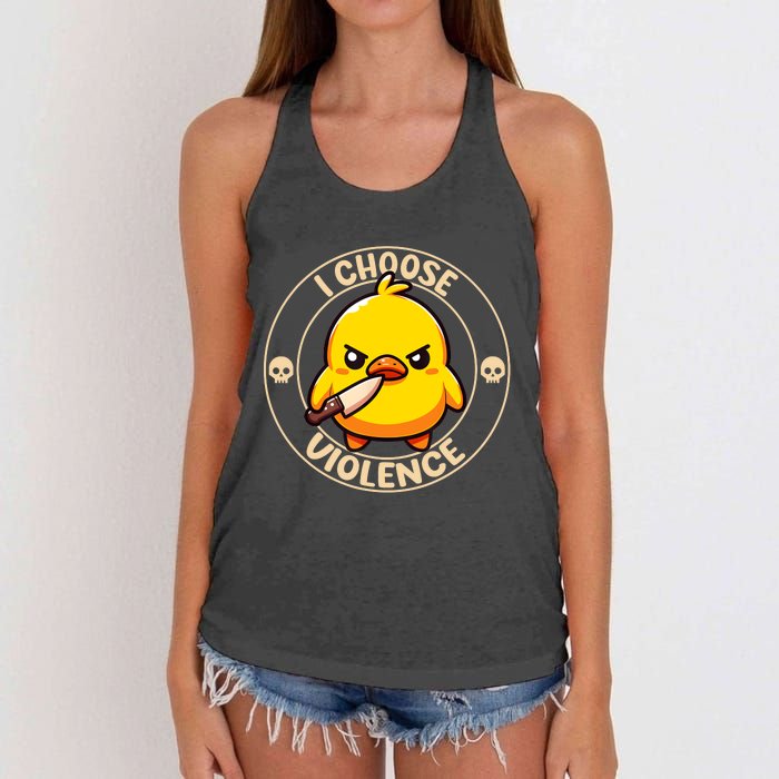 I Choose Violence Duck Women's Knotted Racerback Tank