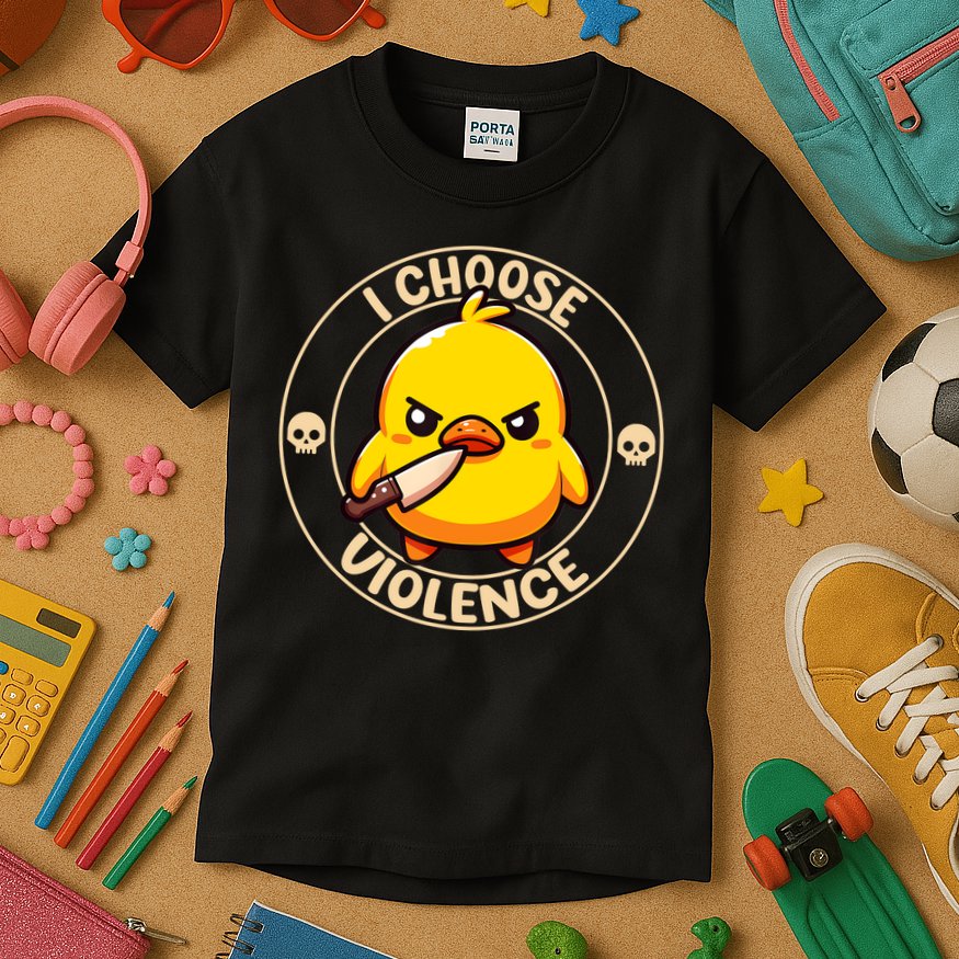 I Choose Violence Duck Kids T-Shirt