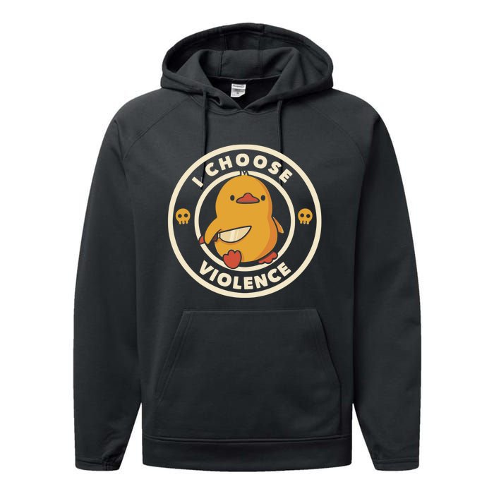 I Choose Violence Funny Duck Performance Fleece Hoodie