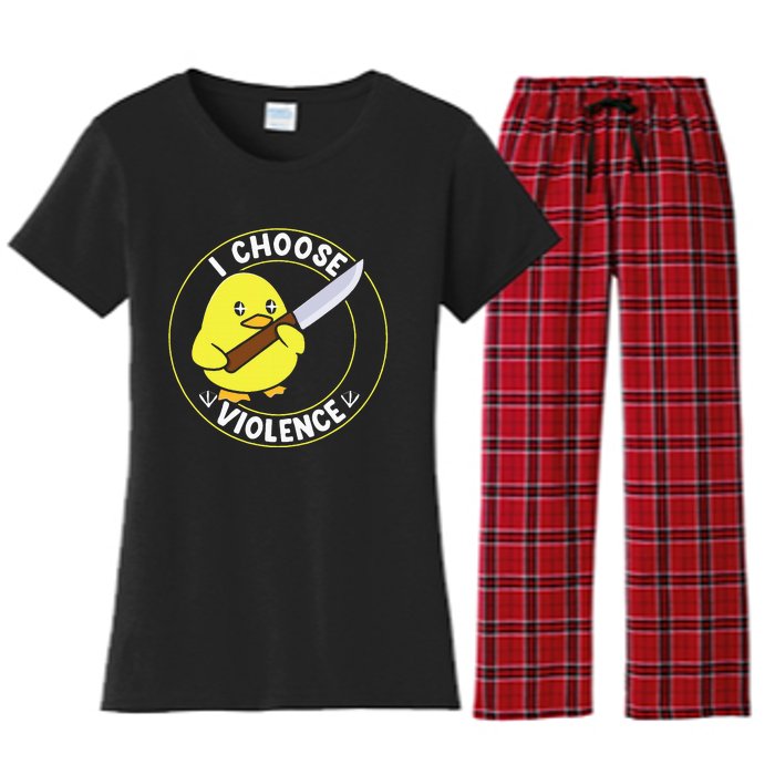 I Choose Violence. Duck Funny And Cool Women's Flannel Pajama Set