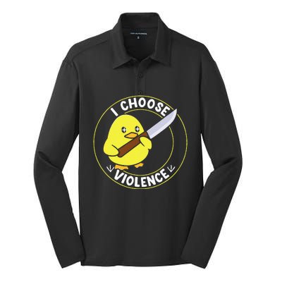 I Choose Violence. Duck Funny And Cool Silk Touch Performance Long Sleeve Polo