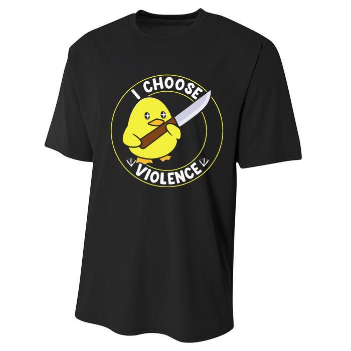 I Choose Violence. Duck Funny And Cool Performance Sprint T-Shirt