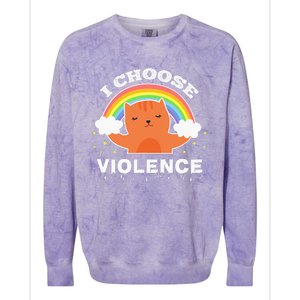 I Choose Violence Cute Cat Rainbow Colorblast Crewneck Sweatshirt