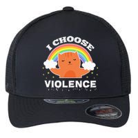 I Choose Violence Cute Cat Rainbow Flexfit Unipanel Trucker Cap