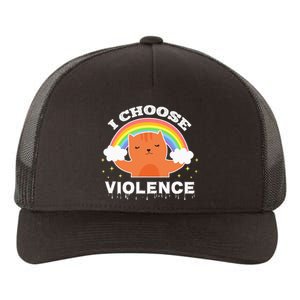 I Choose Violence Cute Cat Rainbow Yupoong Adult 5-Panel Trucker Hat