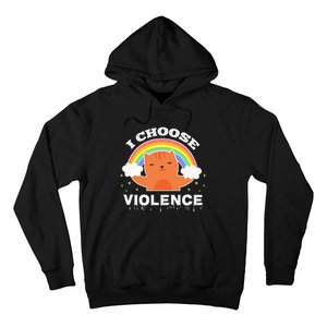 I Choose Violence Cute Cat Rainbow Hoodie