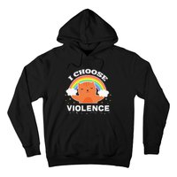 I Choose Violence Cute Cat Rainbow Hoodie