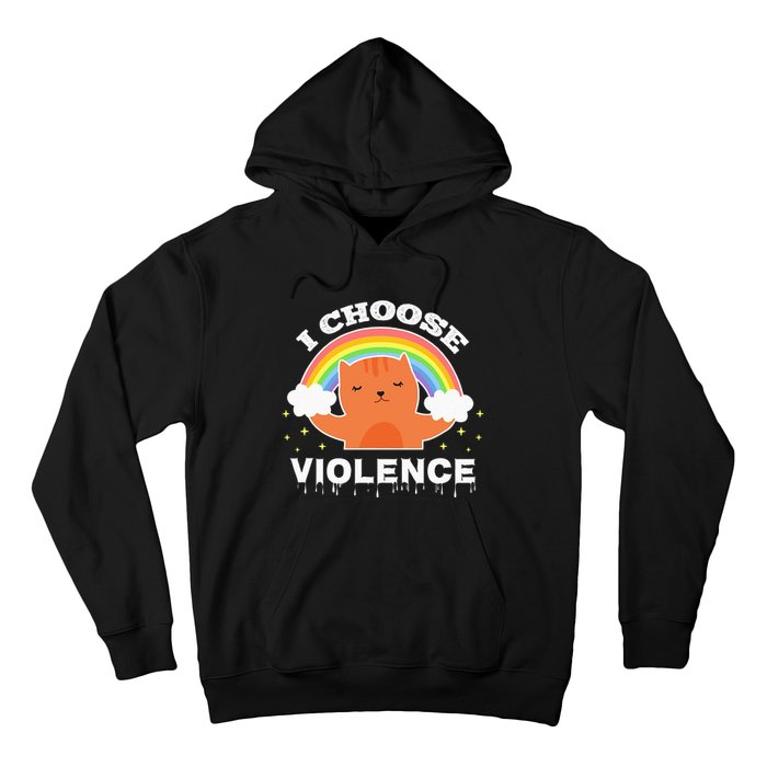 I Choose Violence Cute Cat Rainbow Hoodie