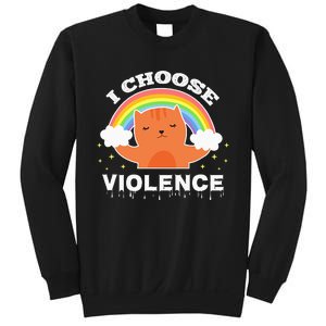 I Choose Violence Cute Cat Rainbow Sweatshirt