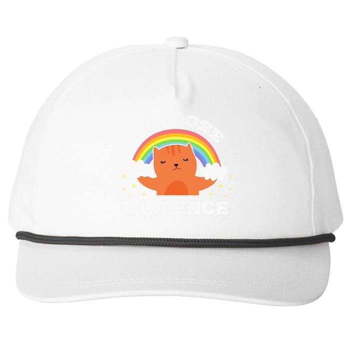 I Choose Violence Cute Cat Rainbow Snapback Five-Panel Rope Hat