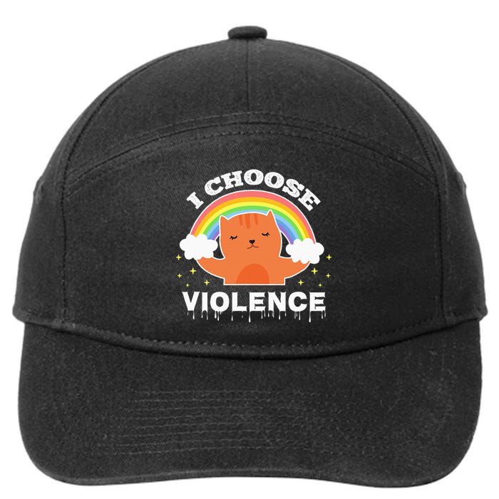 I Choose Violence Cute Cat Rainbow 7-Panel Snapback Hat