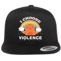 I Choose Violence Cute Cat Rainbow Flat Bill Trucker Hat