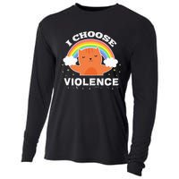 I Choose Violence Cute Cat Rainbow Cooling Performance Long Sleeve Crew