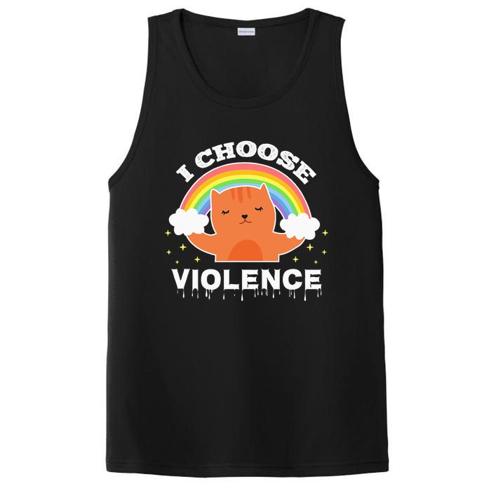 I Choose Violence Cute Cat Rainbow PosiCharge Competitor Tank