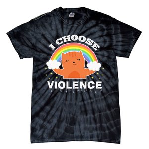 I Choose Violence Cute Cat Rainbow Tie-Dye T-Shirt