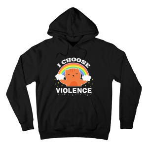 I Choose Violence Cute Cat Rainbow Tall Hoodie