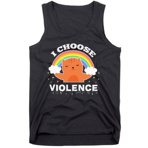 I Choose Violence Cute Cat Rainbow Tank Top