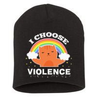 I Choose Violence Cute Cat Rainbow Short Acrylic Beanie