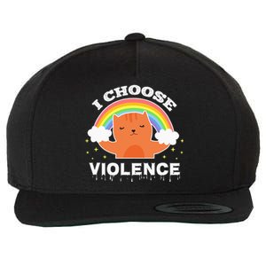 I Choose Violence Cute Cat Rainbow Wool Snapback Cap