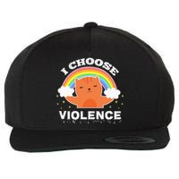 I Choose Violence Cute Cat Rainbow Wool Snapback Cap