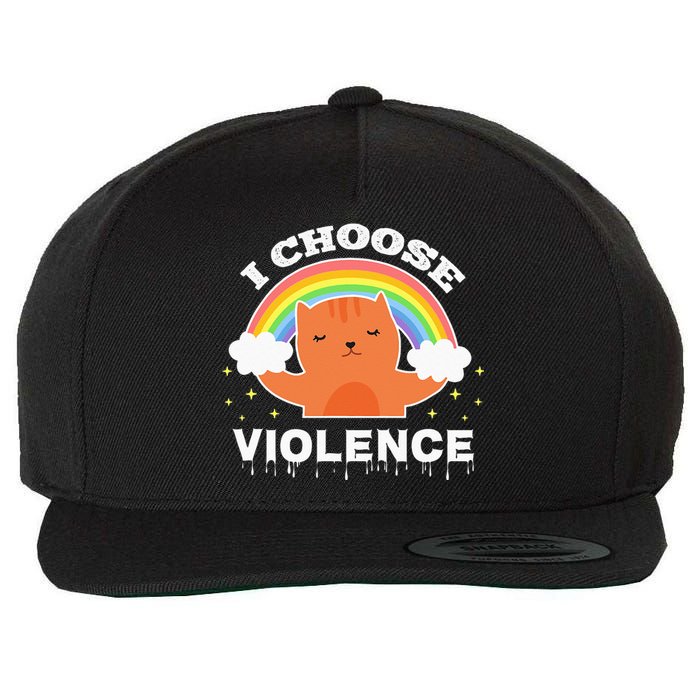 I Choose Violence Cute Cat Rainbow Wool Snapback Cap