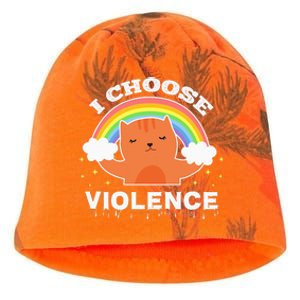 I Choose Violence Cute Cat Rainbow Kati - Camo Knit Beanie