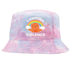 I Choose Violence Cute Cat Rainbow Tie-Dyed Bucket Hat