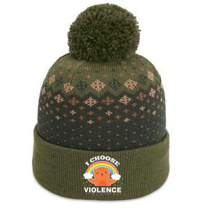 I Choose Violence Cute Cat Rainbow The Baniff Cuffed Pom Beanie