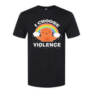 I Choose Violence Cute Cat Rainbow Softstyle CVC T-Shirt