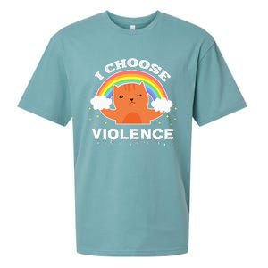 I Choose Violence Cute Cat Rainbow Sueded Cloud Jersey T-Shirt