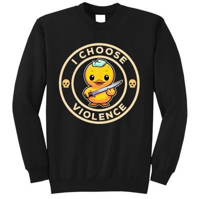 I Choose Violence Funny Cute Duck Holding Knife Sweatshirt