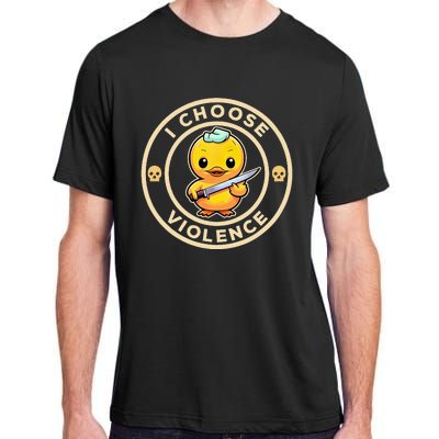 I Choose Violence Funny Cute Duck Holding Knife Adult ChromaSoft Performance T-Shirt