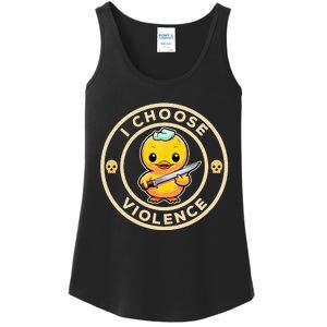 I Choose Violence Funny Cute Duck Holding Knife Ladies Essential Tank