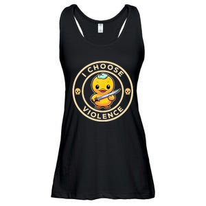 I Choose Violence Funny Cute Duck Holding Knife Ladies Essential Flowy Tank