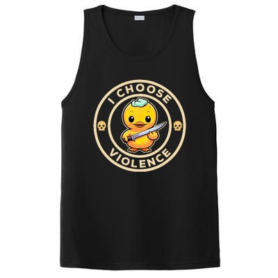 I Choose Violence Funny Cute Duck Holding Knife PosiCharge Competitor Tank