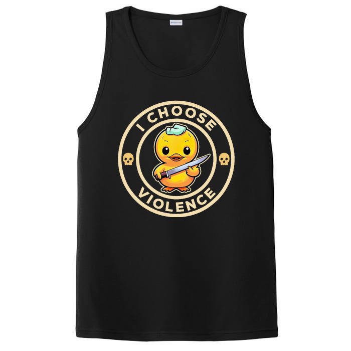 I Choose Violence Funny Cute Duck Holding Knife PosiCharge Competitor Tank