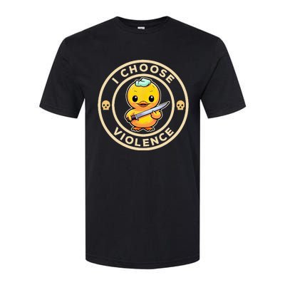 I Choose Violence Funny Cute Duck Holding Knife Softstyle CVC T-Shirt