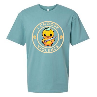 I Choose Violence Funny Cute Duck Holding Knife Sueded Cloud Jersey T-Shirt