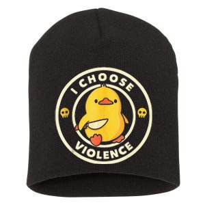 I Choose Violence Funny Duck Holding Knife Short Acrylic Beanie