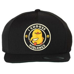 I Choose Violence Funny Duck Holding Knife Wool Snapback Cap