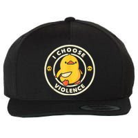 I Choose Violence Funny Duck Holding Knife Wool Snapback Cap