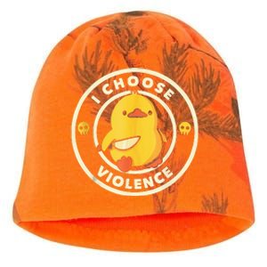 I Choose Violence Funny Duck Holding Knife Kati - Camo Knit Beanie